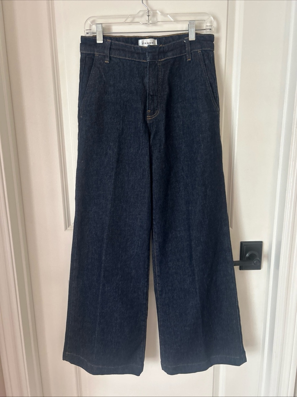Frame The Tailored Denim Trouser Jeans Wide Leg Dark Indigo Wash Women’s Size 26